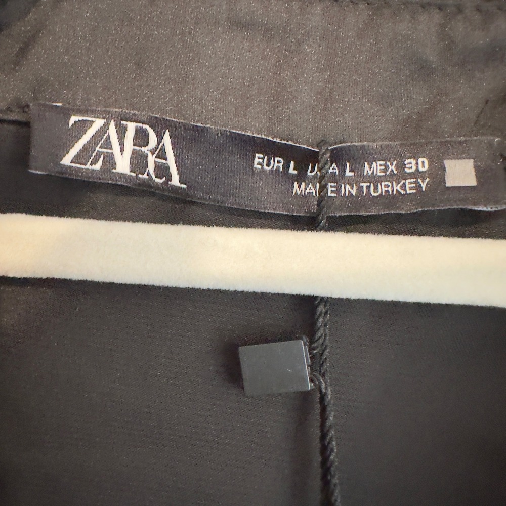 Zara Womens Black Satin Finish Button Down Shirt Long Sleeve Blouse 3666/220 L - Picture 2 of 4